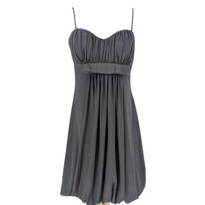 VTG Y2K Black Bubble Hem Babydoll Sweetheart Pleated Bow Dark Coquette Dress 8